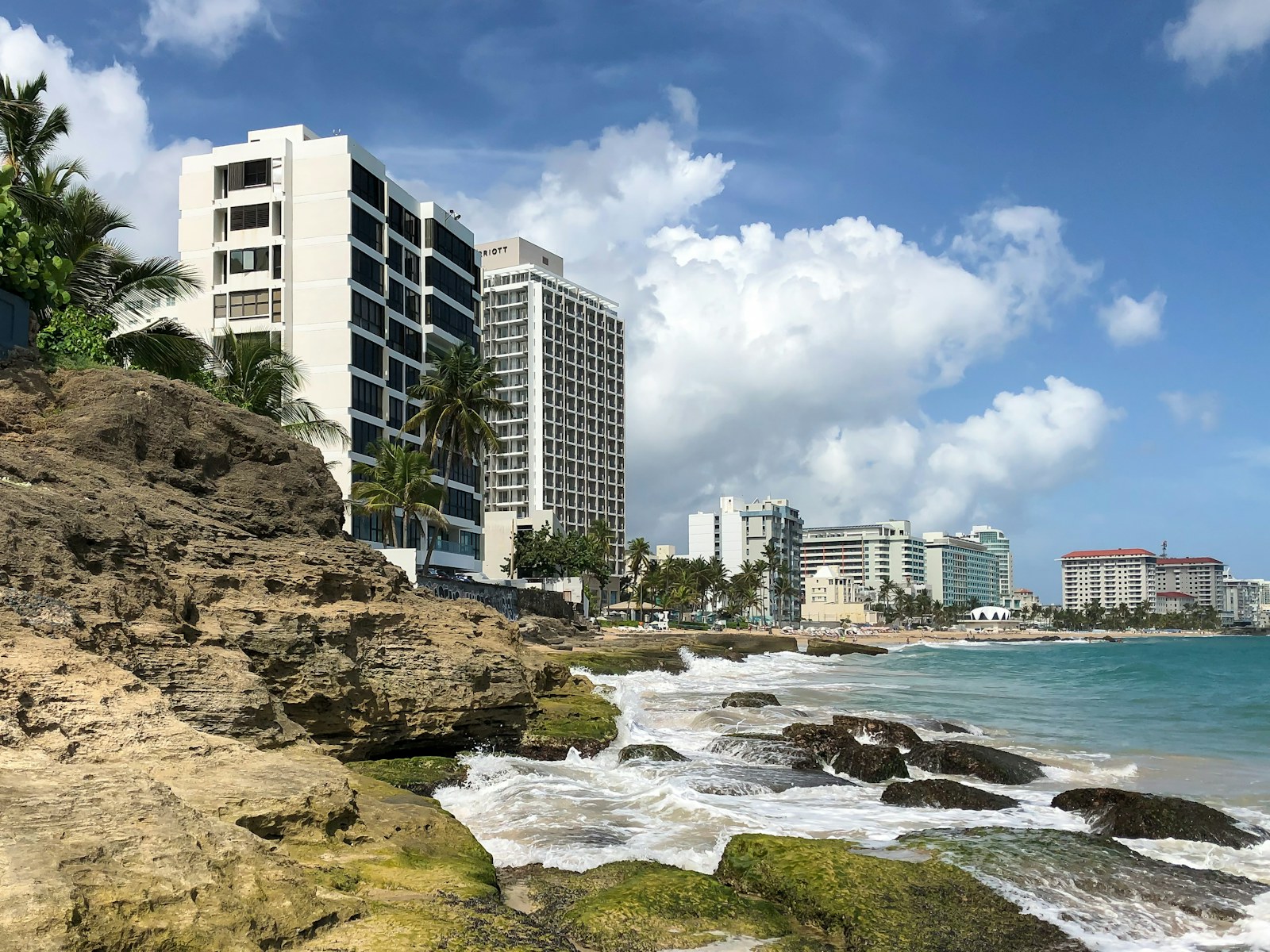 The modern San Juan coastline and skyline, Puerto Rico